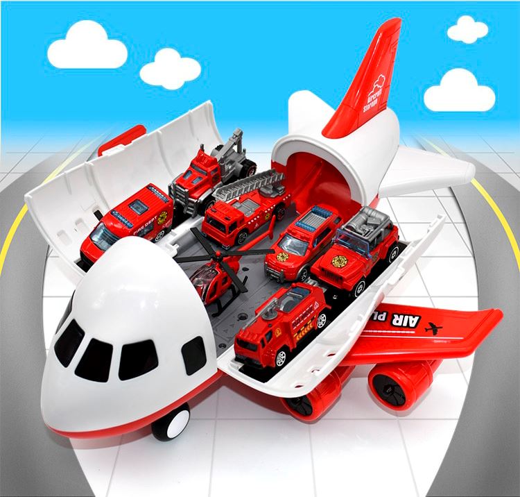 Avião de Brinquedo Aircraft com 6 Carrinhos de Brinquedo MASCULINO - INFANTIL - BRINQUEDO AVIAO 1 Dm Stores 