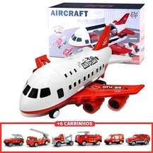 Avião de Brinquedo Aircraft com 6 Carrinhos de Brinquedo MASCULINO - INFANTIL - BRINQUEDO AVIAO 1 Dm Stores Bombeiro (Avião + 6 Carrinhos) 