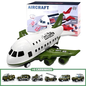 Avião de Brinquedo Aircraft com 6 Carrinhos de Brinquedo MASCULINO - INFANTIL - BRINQUEDO AVIAO 1 Dm Stores Militar (Avião + 6 Carrinhos) 