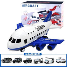 Avião de Brinquedo Aircraft com 6 Carrinhos de Brinquedo MASCULINO - INFANTIL - BRINQUEDO AVIAO 1 Dm Stores Policial (Avião + 6 Carrinhos) 