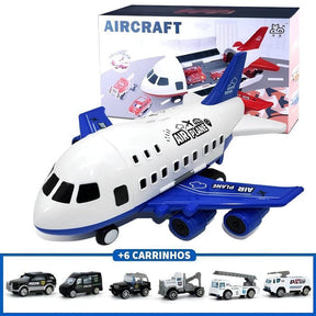 Avião de Brinquedo Aircraft com 6 Carrinhos de Brinquedo MASCULINO - INFANTIL - BRINQUEDO AVIAO 1 Dm Stores Policial (Avião + 6 Carrinhos) 