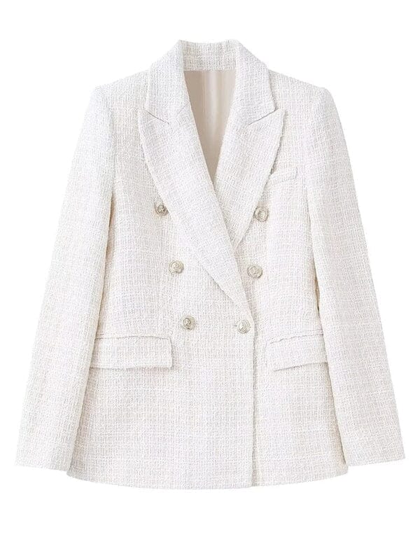 Blazer Feminino Costura Fina Roupas (Blazer Feminino 1) Dm Stores PP Branco 