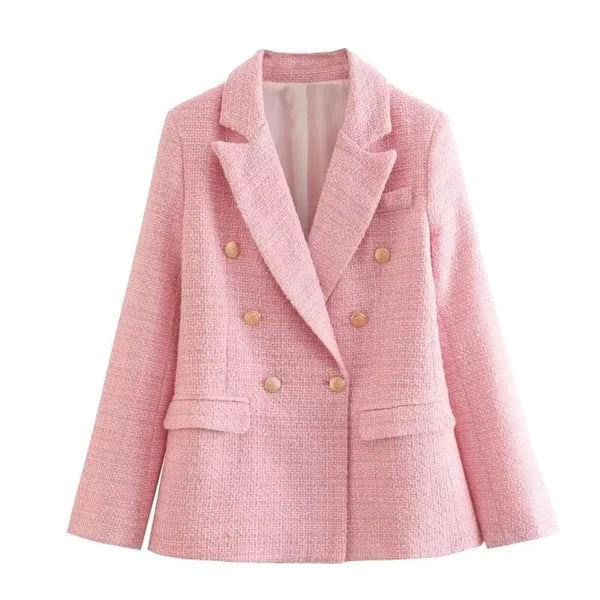 Blazer Feminino Costura Fina Roupas (Blazer Feminino 1) Dm Stores PP Rosa 