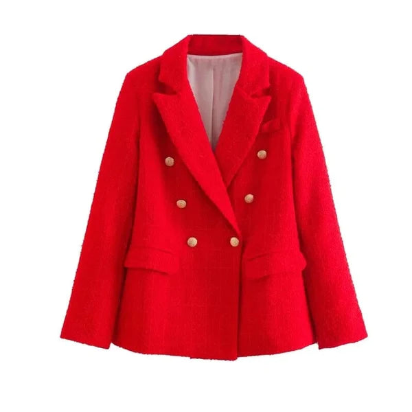 Blazer Feminino Costura Fina Roupas (Blazer Feminino 1) Dm Stores PP Vermelho 