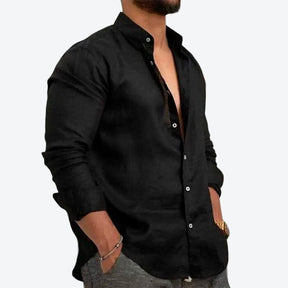 Camisa de Linho Premium Masculino MASCULINO - ROUPAS - CAMISETA 3 Dm Stores Preto P 