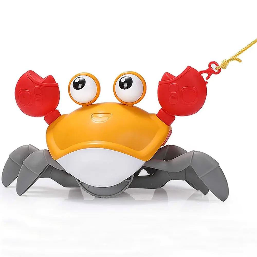 Caranguejo Interativo de Luz e Música com Desvio Automático e Recarregável - CrabFun UNISSEX - INFANTIL - BRINQUEDO CARANGUEJO 1 Dm Stores Caranguejo Laranja - Com Corda 