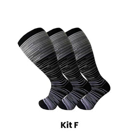 Meias de Compressão ConfortLife Plus Size (Kit 3 Pares) Roupas (Meias 2) Dm Stores KIT F XX 