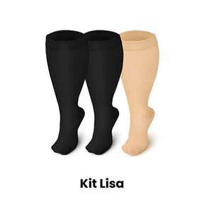 Meias de Compressão ConfortLife Plus Size (Kit 3 Pares) Roupas (Meias 2) Dm Stores KIT LISA XX 